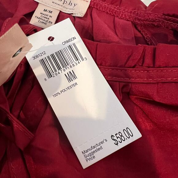 Philosophy Flowy Satin Peasant Blouse Boho Romantic Feminine NWT Women's M - Picture 6 of 8